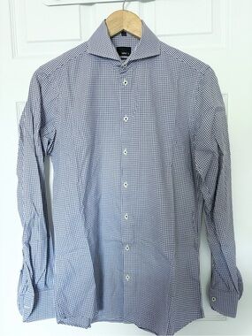 Men's Blue Micro-Gingham Button-Down Shirt